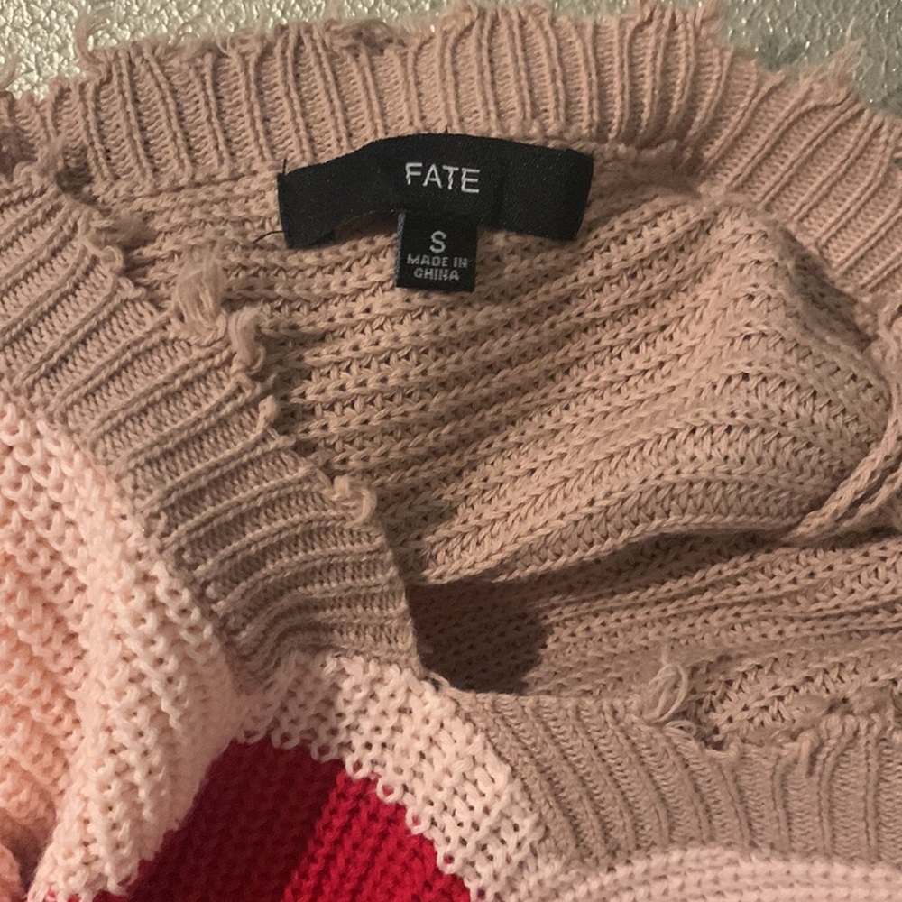 Fate Distressed Color Block Sweater - image 4